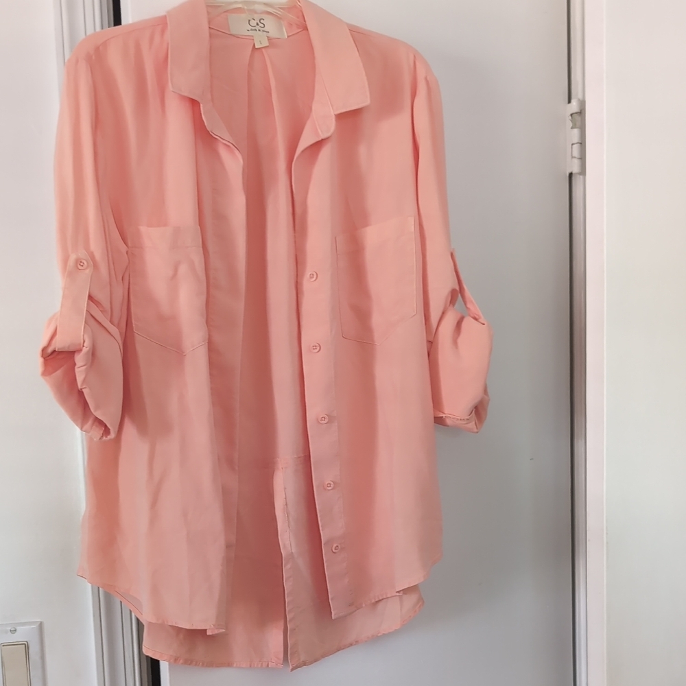 Pink Button-Up Blouse